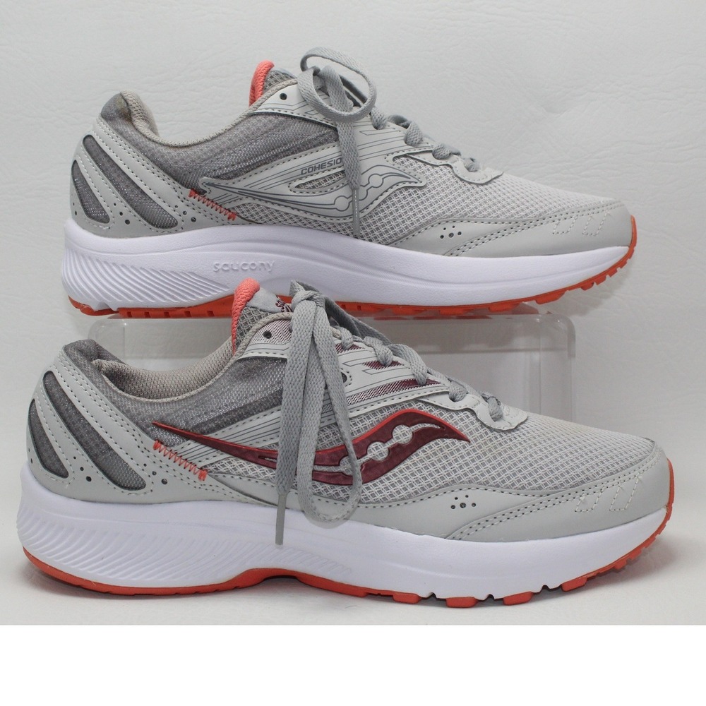 Saucony Cohesion 15 Womens Grey Coral Running Shoes Sneakers S10702-22 Size 8W